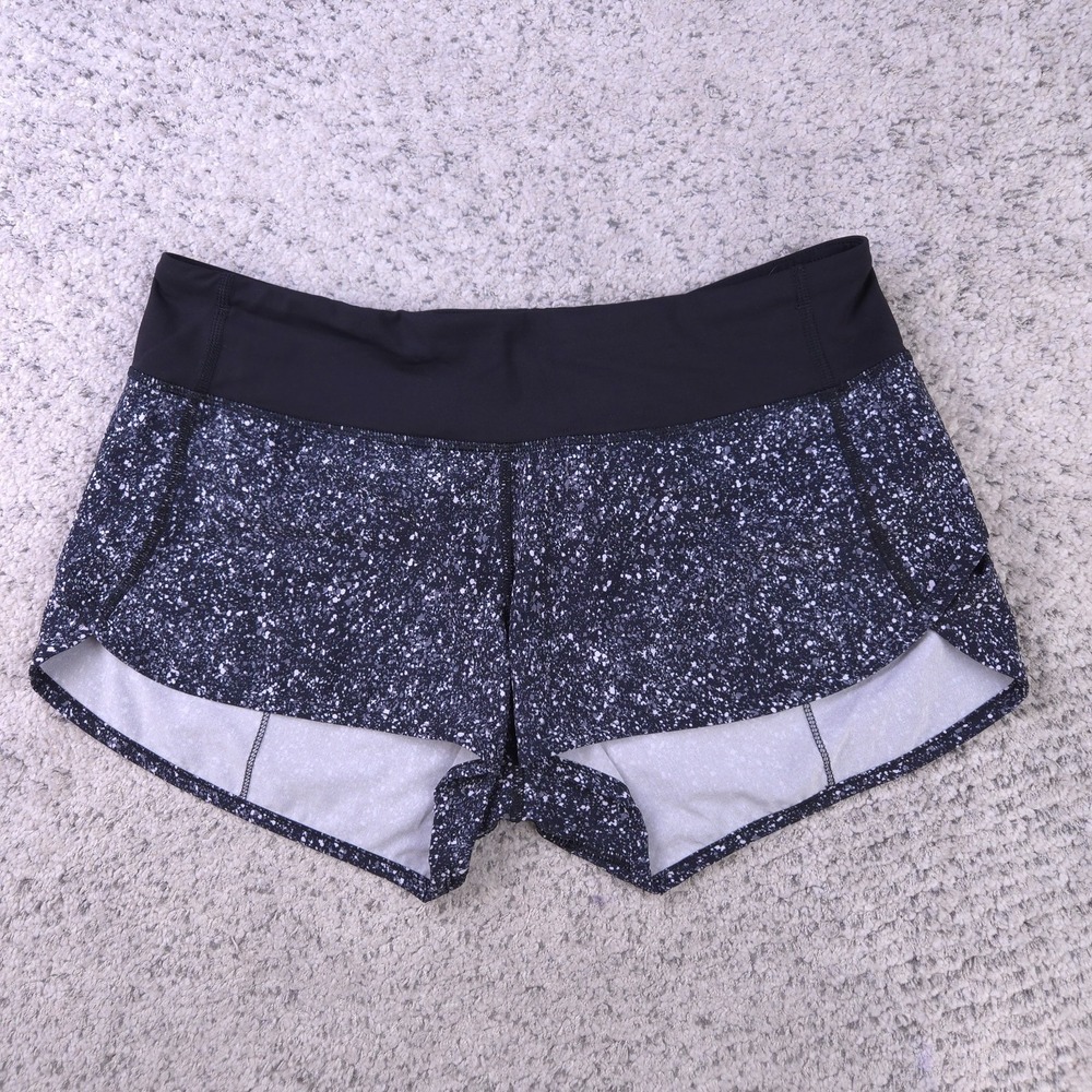 Lululemon Running Shorts Womens Size 6 Unlined Run Times Black White 4 Inseam